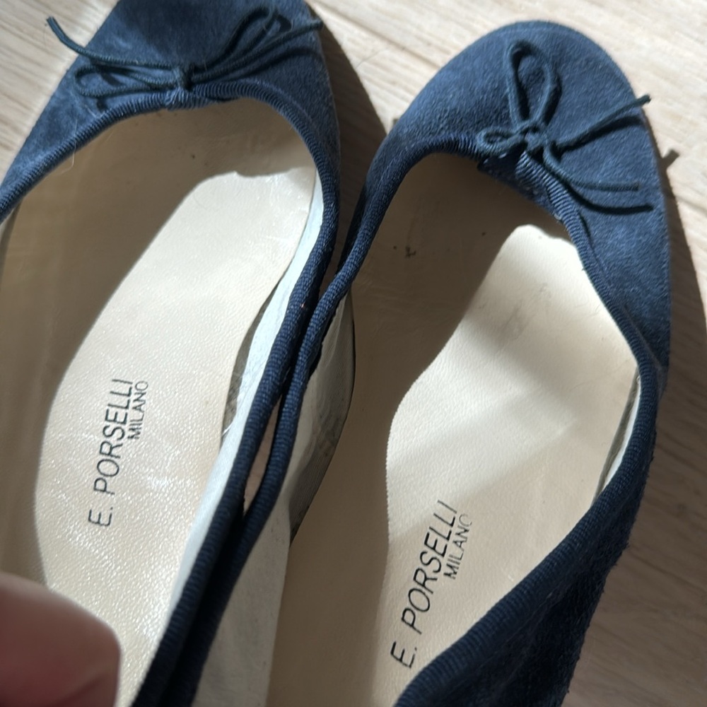 A.P.C. Navy Blue Suede E. Porselli Flats 35 - Picture 2 of 4